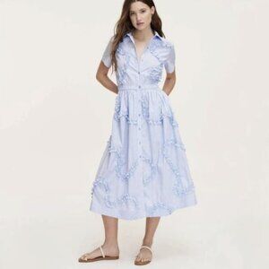 💙 KATE SPADE x Target Blue White Ribbon Short Sleeve Midi Shirtdress Size L